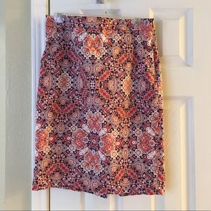 Orange and Blue Paisley Kneel Length Skirt